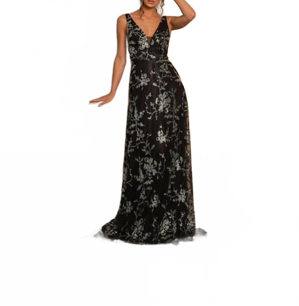 NEW RICARICA midnight bloom gown in black